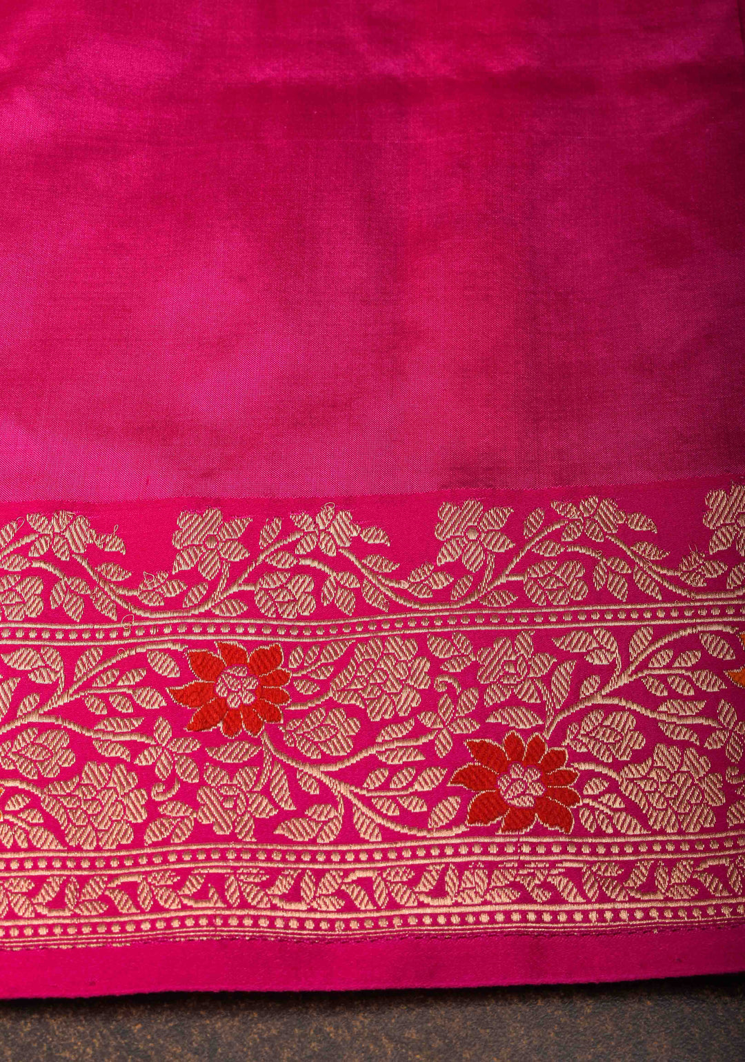 Orange Blue Dual Tone Banarasi Silk Saree with Floral Motifs and Meenakari Zari Borders | Silk Mark Certified | Shobitam