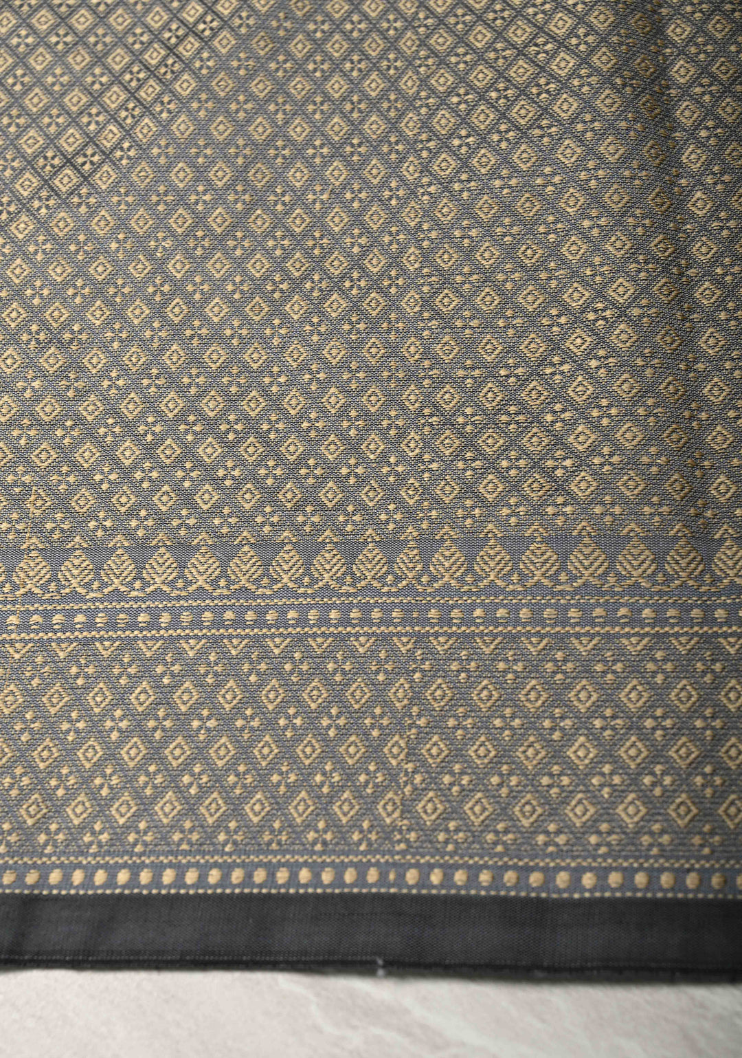 Gray Art silk saree with Resham Buttas and  Minimal Border