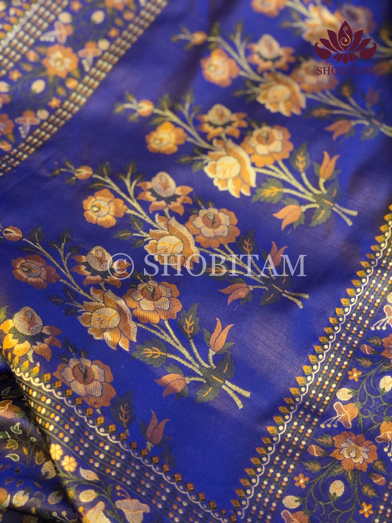 Violet tanchoi satin banarasi silk saree I SILK MARK CERTIFIED