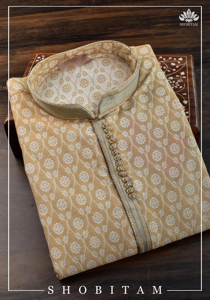 Sephia Jaal Weave Kurta Pajama Set, Multiple Size | Ethnic Menswear by Shobitam