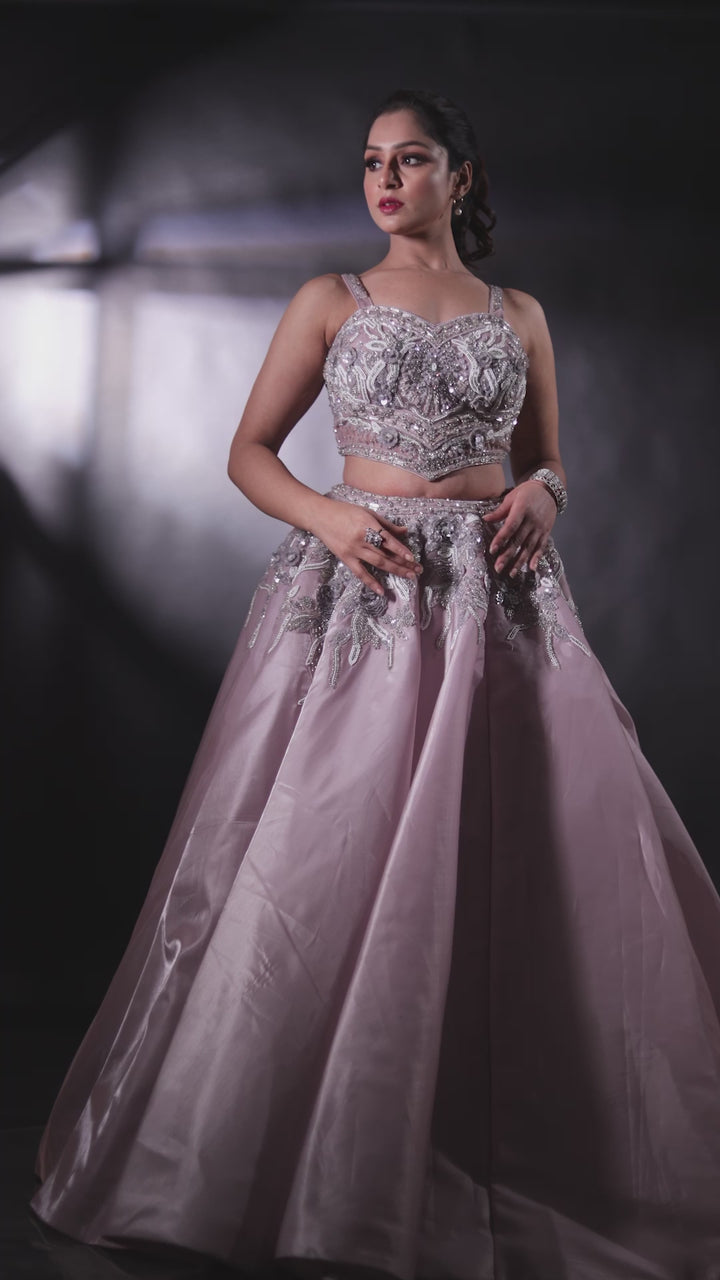 Pastel Petals Dream Lehenga set with embroidery, Customizable, Made to Order