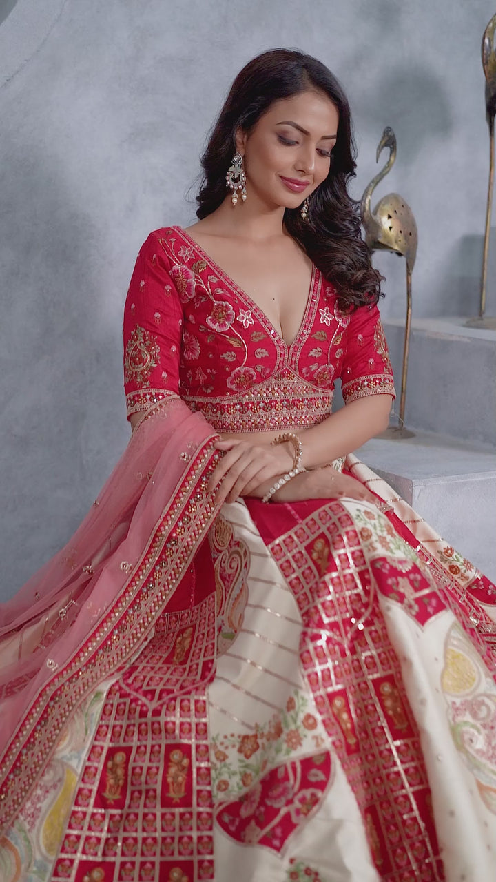 Imperial Crimson Floral Lehenga