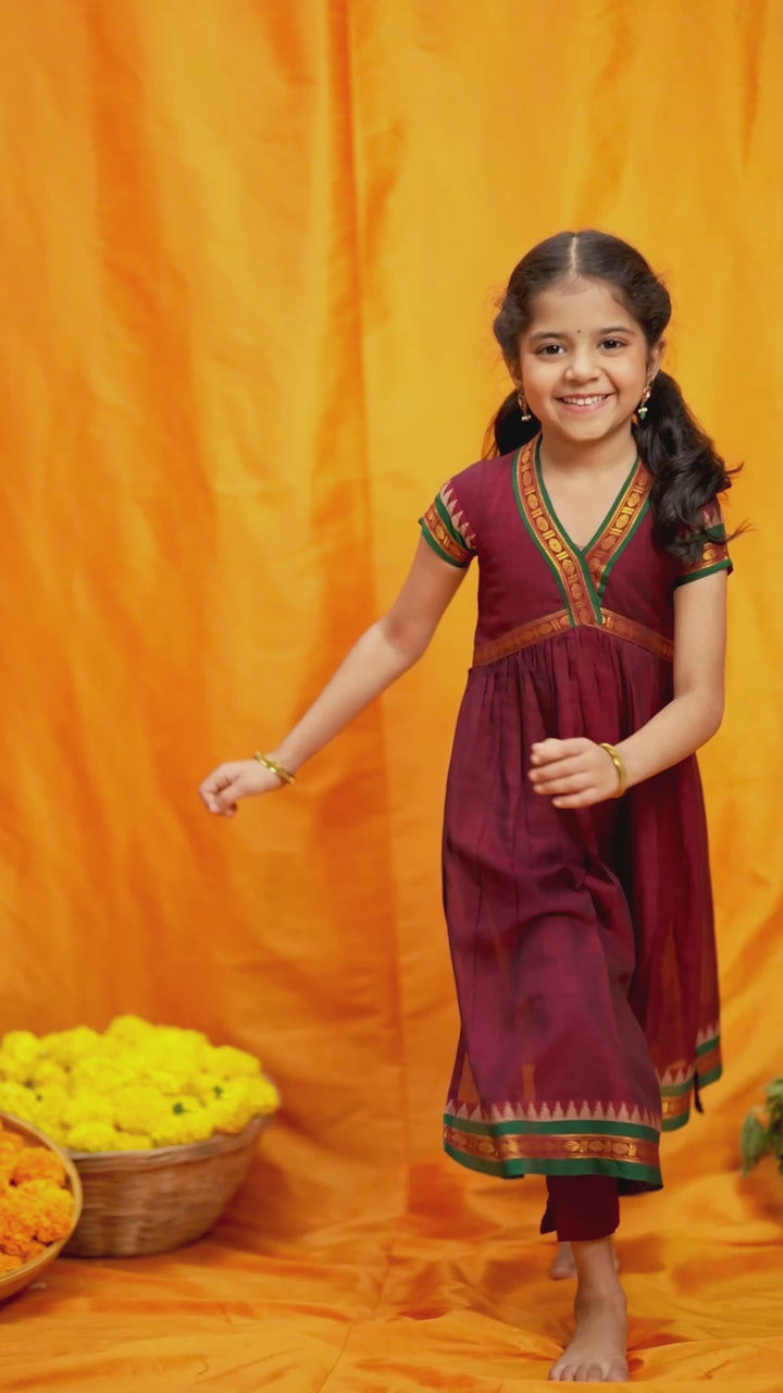 Avanti Maroon Kids Anarkali Mini | Made To Order