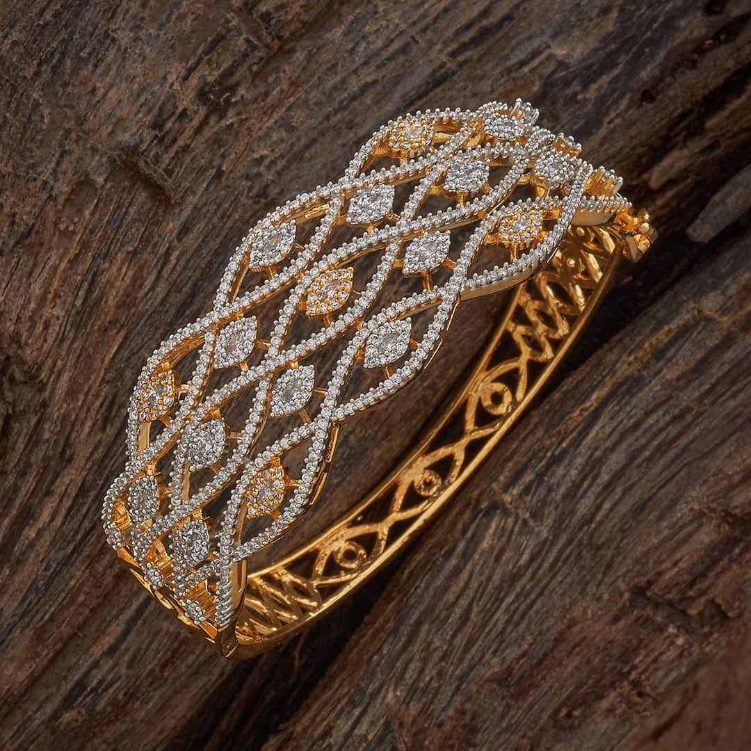 Rhodium-Gold Polished CZ Adjustable kadaa Single Piece Shobitam