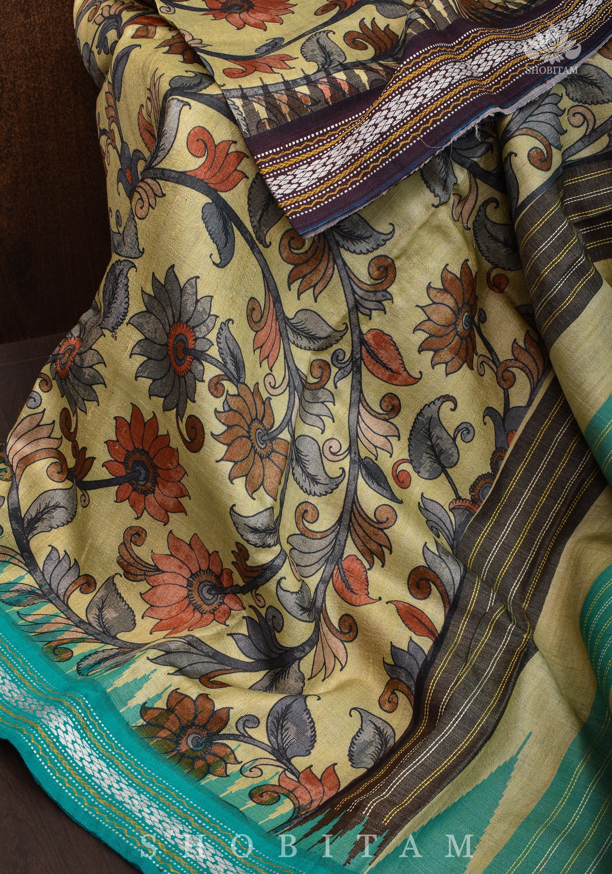 Mudra: Handloom Pure Tussar Kalamkari saree – MYPOSHAAKH