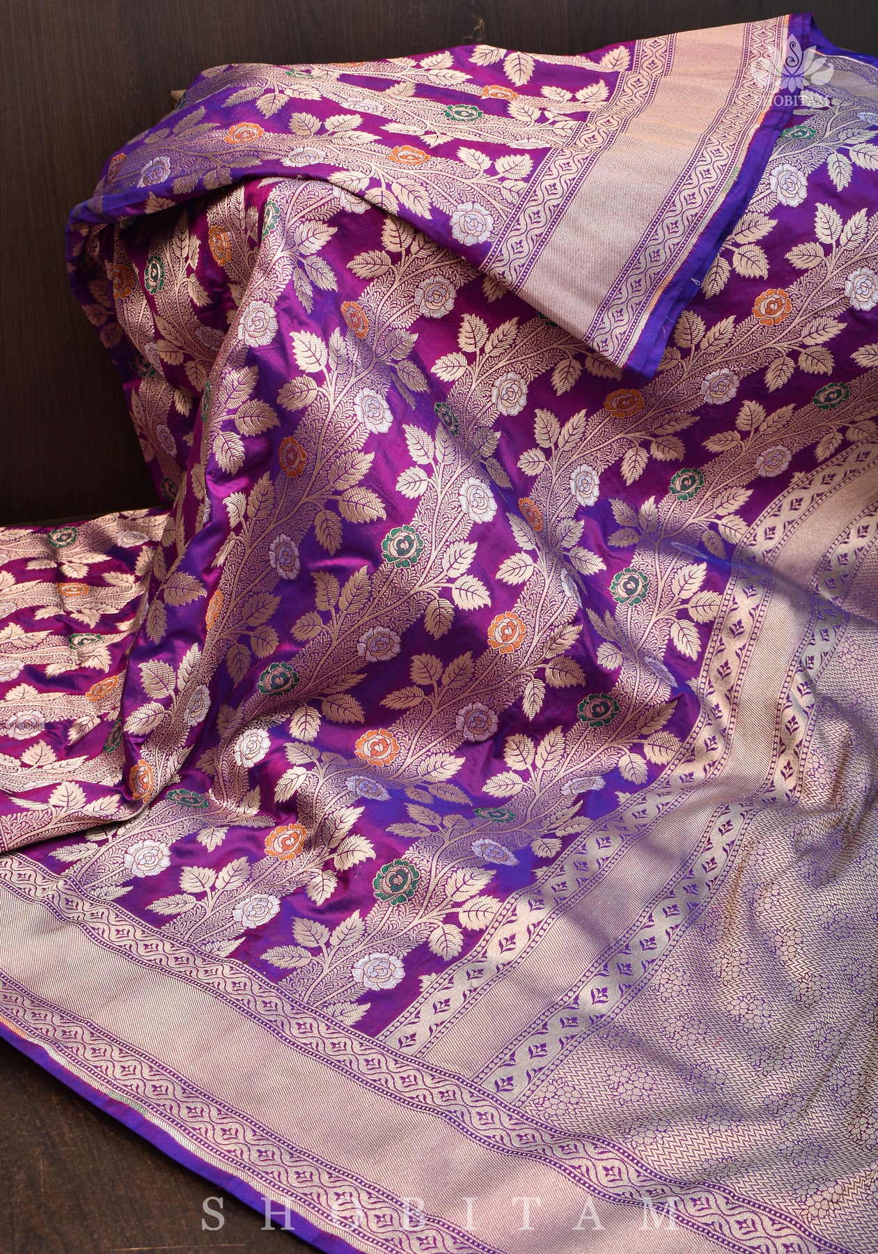 Purple Katan Silk Handloom Banarasi Saree - Sacred Weaves