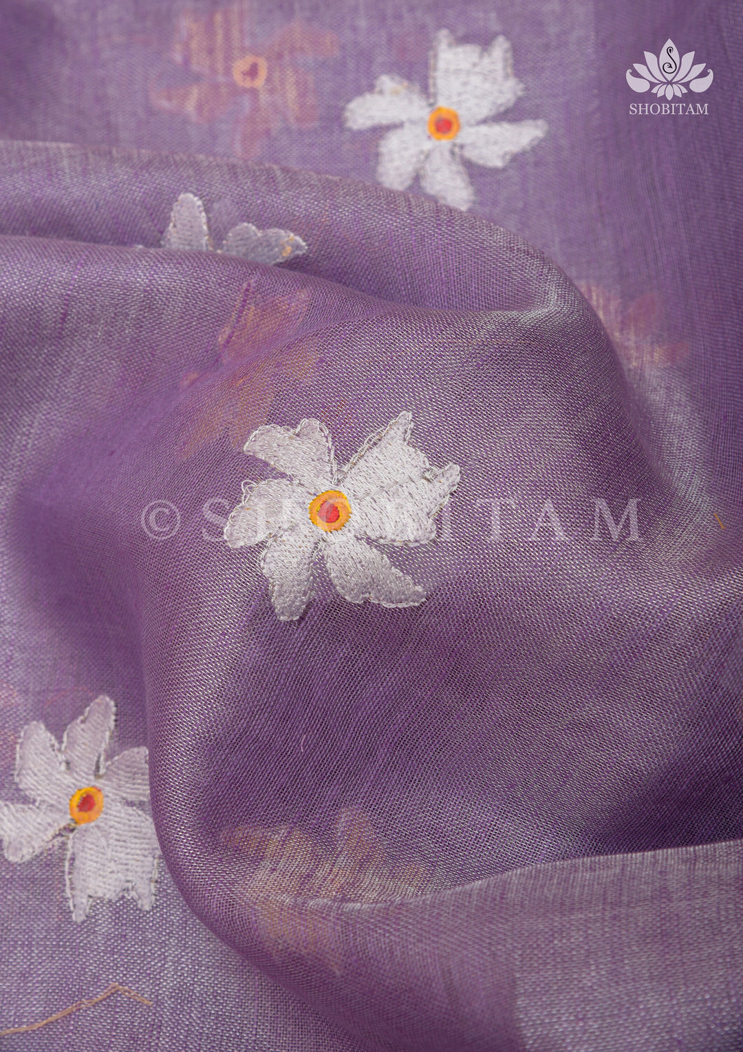 Purple Silk Linen with Parijaat outlet Embroidery Saree | Sarees by Shobitam